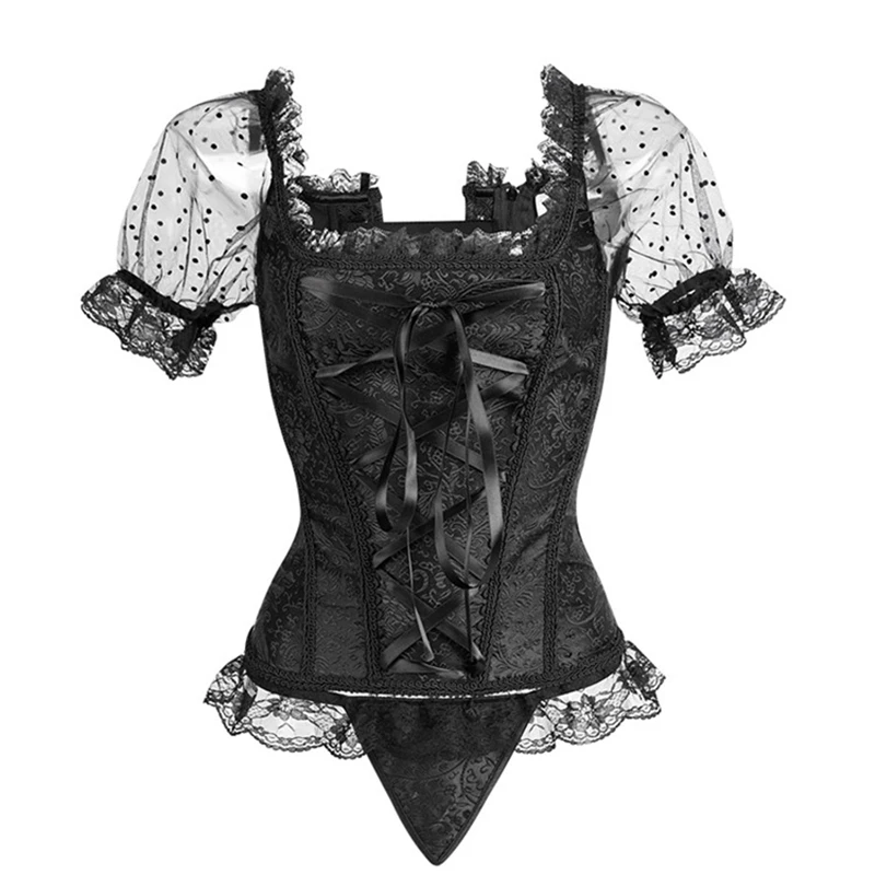 

Sexy Lingerie Overbust Corset Top Black Vest Tube Top Women Lace Bustiers Banquet Party Stage Performance Waist Body Shapewear