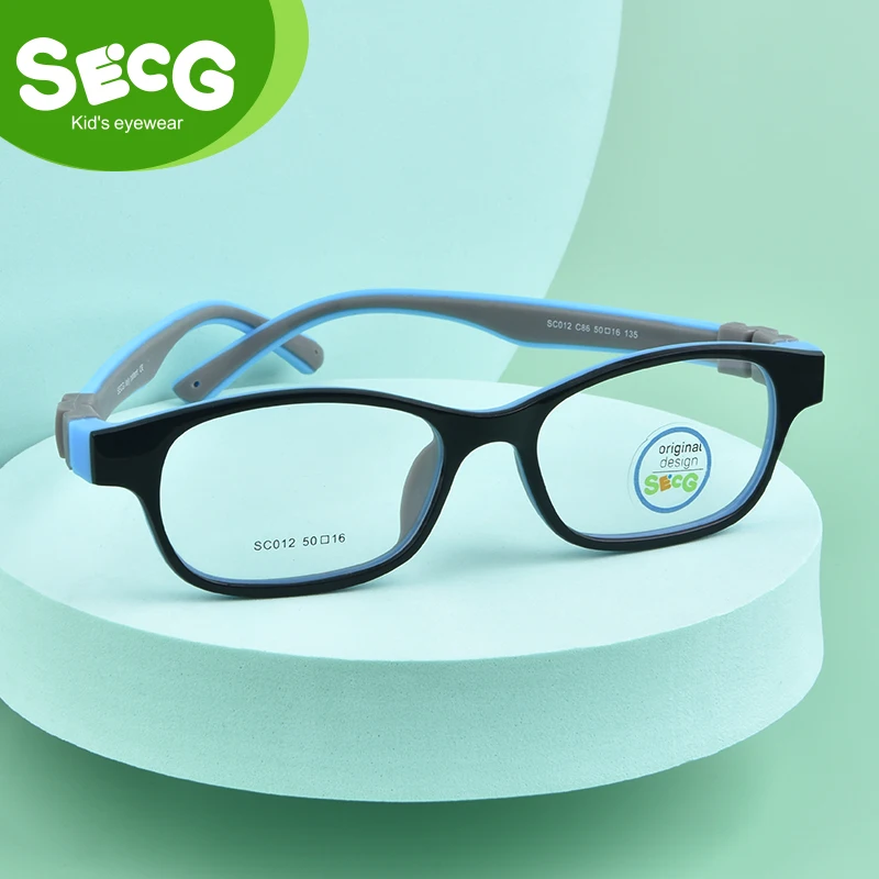 SECG Optical Children Glasses Frame TR90 Silicone Glasses Children Flexible Protective Kids Glasses Diopter Eyeglasses Rubber