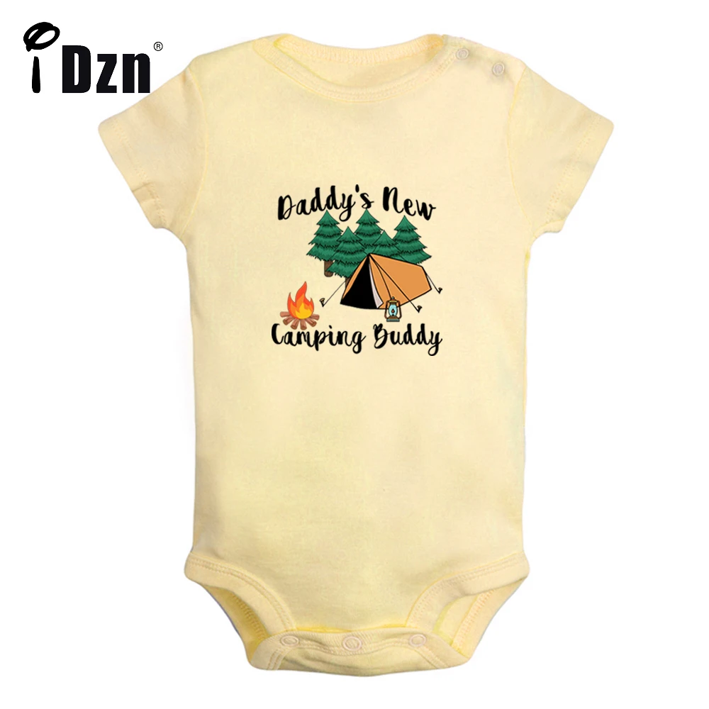 Daddy's New Camping Buddy Baby Boys Fun Rompers Baby Girls Cute Bodysuit Infant Short Sleeves Jumpsuit Newborn Soft Clothes