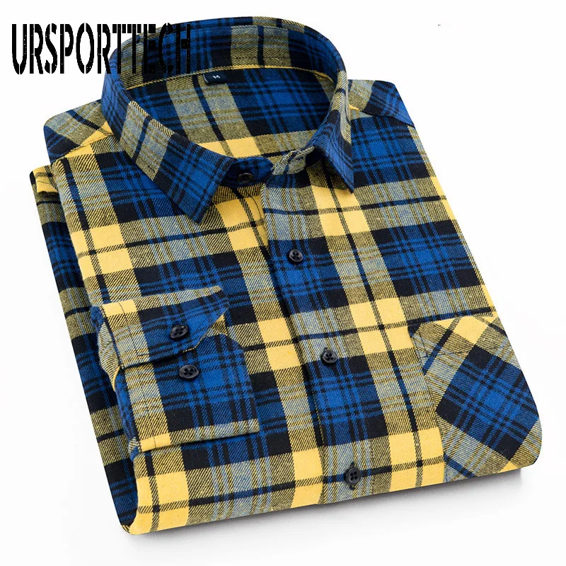 Plaid Shirt Men Autumn Winter Flannel Checkered Shirt Men Shirts Long Sleeve Chemise Homme Cotton Flannel Male Check Shirt