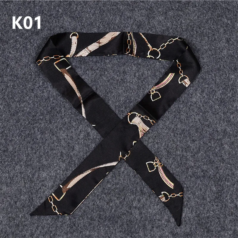 30 Colors Bag Scarf Skinny Hijab Scarf Women Small Silk Bandana Female Head Scarves For Ladies Print Headband