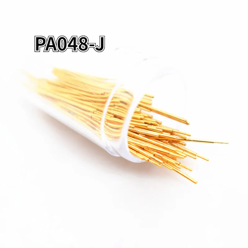 100PCS Gold-plated Spring Test Pin PA048-J Small Round Head Outer Diameter 0.48mm Total Length 12mm PCB Test Pin