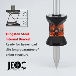 JEOC GRZ101S w/ Tungsten Steel Internal Bracket, Mini 360 Degree Prism for Leica Total station