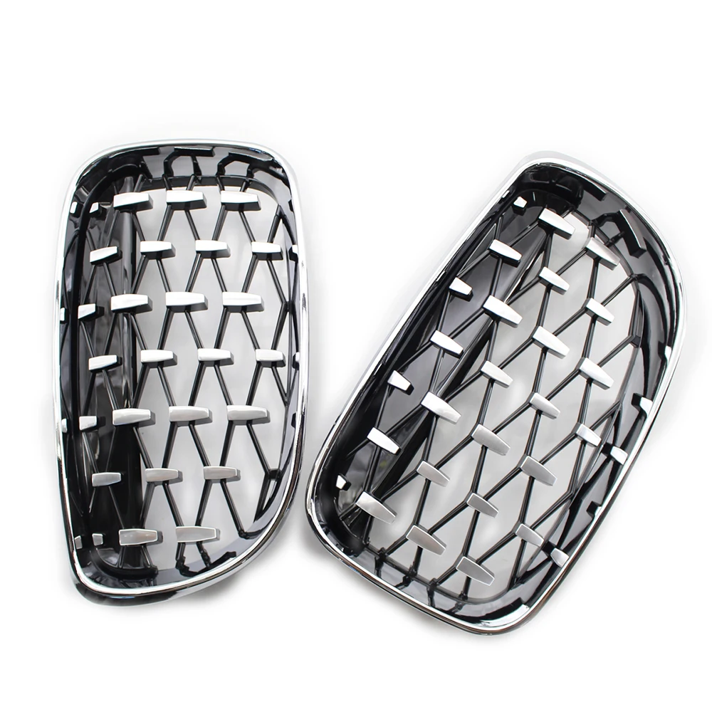 

A Pair Diamond Grille Racing Grills Decoration For BMW 1 Series E81 E87 E82 118i 120i 125i 2007-2012 Front Grill Car Accessories