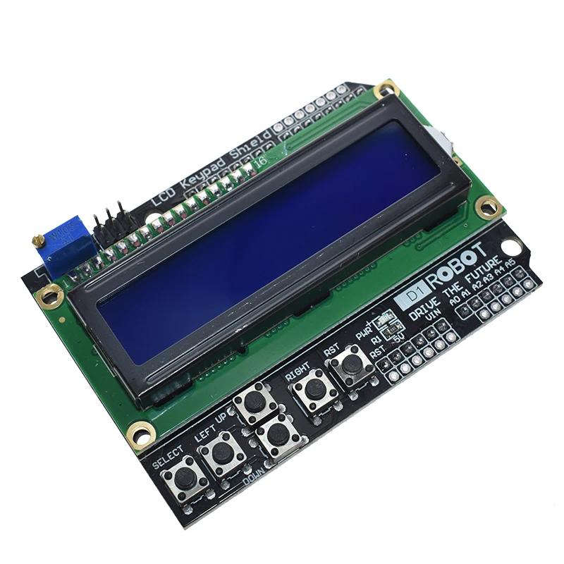 Bouclier de clavier LCD LCD1602, Module d'affichage 1602 pour Arduino ATMEGA328 ATMEGA2560 raspberry pi UNO, écran bleu, 1 pièce