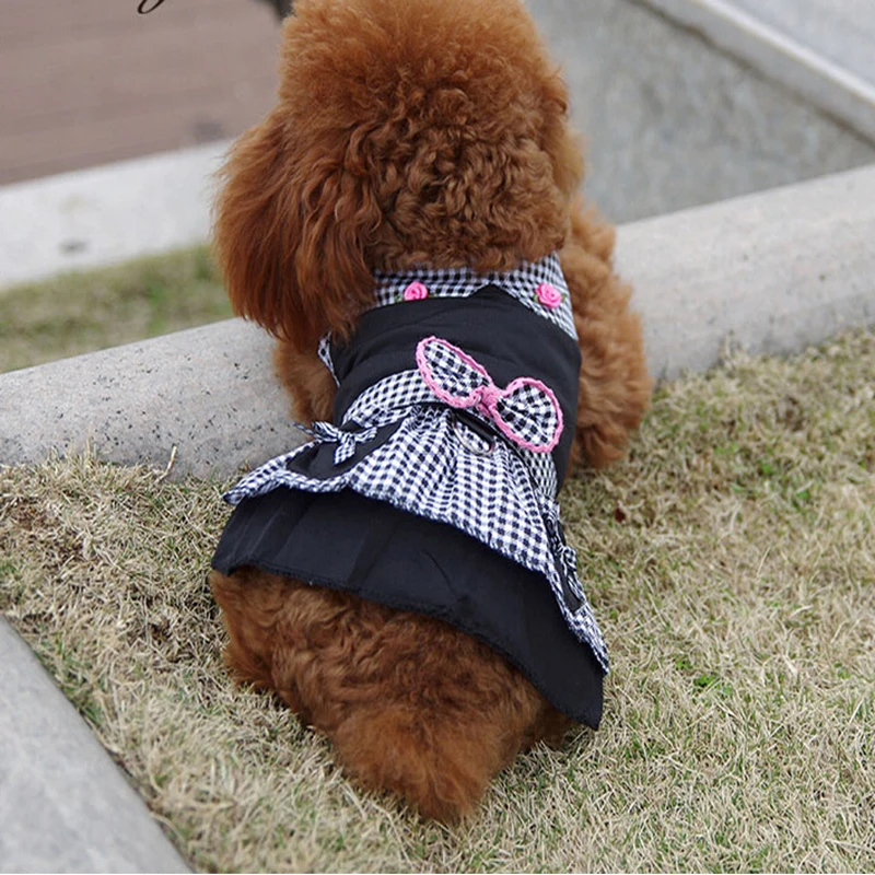 Puppy Summer Cotton Clothing Small Dog Cat Dress Fashion Pet Dress Dog Dress Up Black Summer Clothing XS-XL