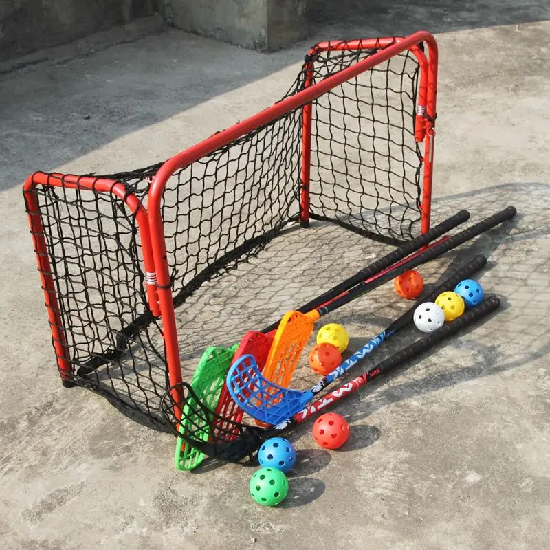 4 pçs campo de hóquei floorball pvc plástico vara bola rua prática esporte ao ar livre hóquei no gelo puck equipamentos