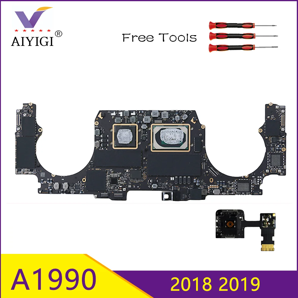 

Original Test A1990 Motherboard 820-01041-A for MacBook Pro Retina 15" Logic Board i7 i9 16GB 32GB 2018 2019 Year with Touch ID