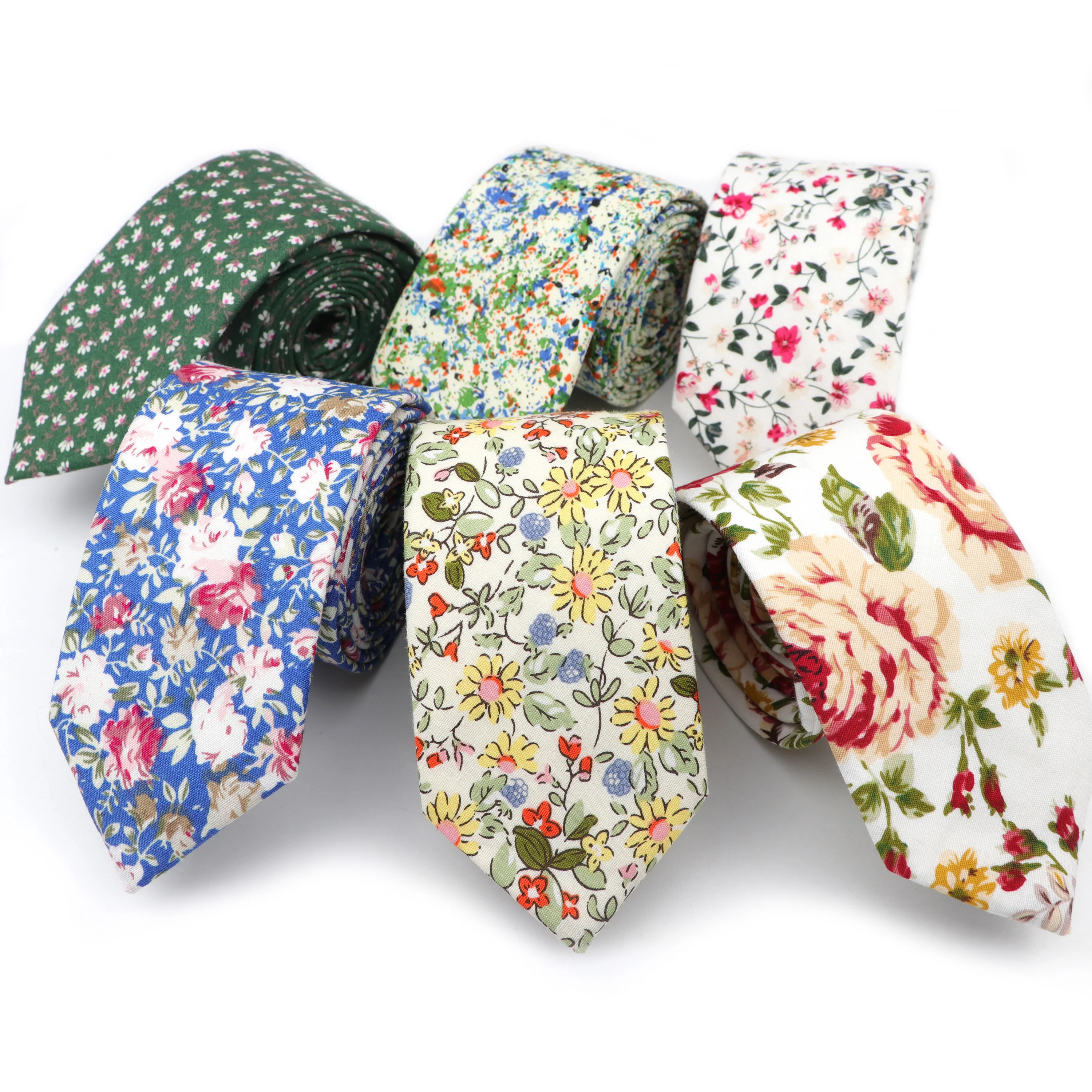 Brand New Men\'s Floral Tie 100% Cotton Casual Narrow Slim Nicktie Brisk Soft Texture Wedding Dinner Party Gravata Accessory Gift
