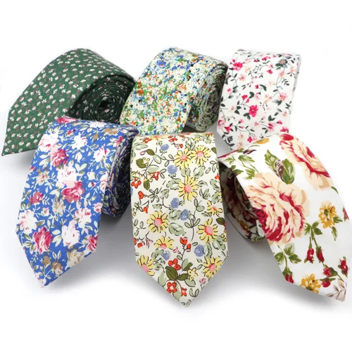 Imagen 2 del producto Corbata Floral para hombre, 100% algodón, informal, estrecha, delgada, Nicktie Brisk, textura suave, boda, cena, fiesta, accesorio Gravata, regalo