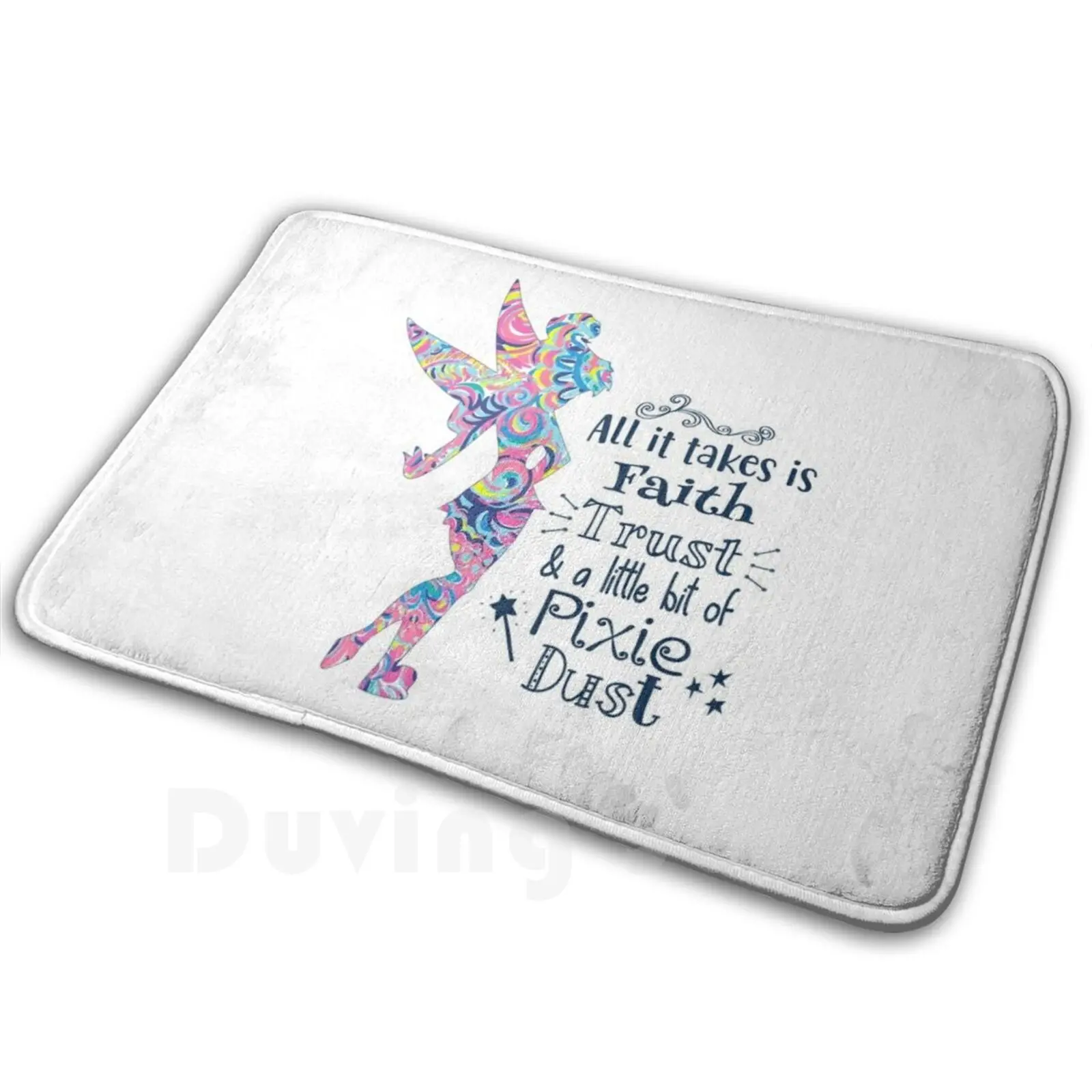 Faith Trust And Pixie Dust Mat Rug Carpet Anti-Slip Floor Mats Bedroom Magic Kingdom Pixie Dust