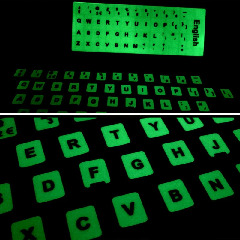 Spanish,Italian,Arabic,French,German etc Language Fluorescent Keyboard Stickers Luminous Waterproof Keyboard Protective Film