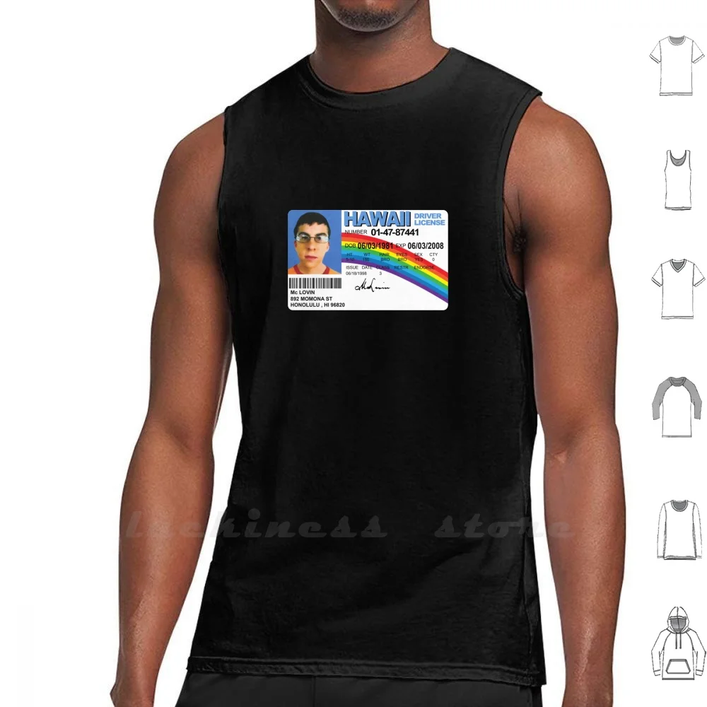 Mclovin! Sleeveless Tank Top Vest Cotton Mclovin Superbad Movie Geek Nerd Hawaii License Cheese Jonah Hill Seth Michael Cera