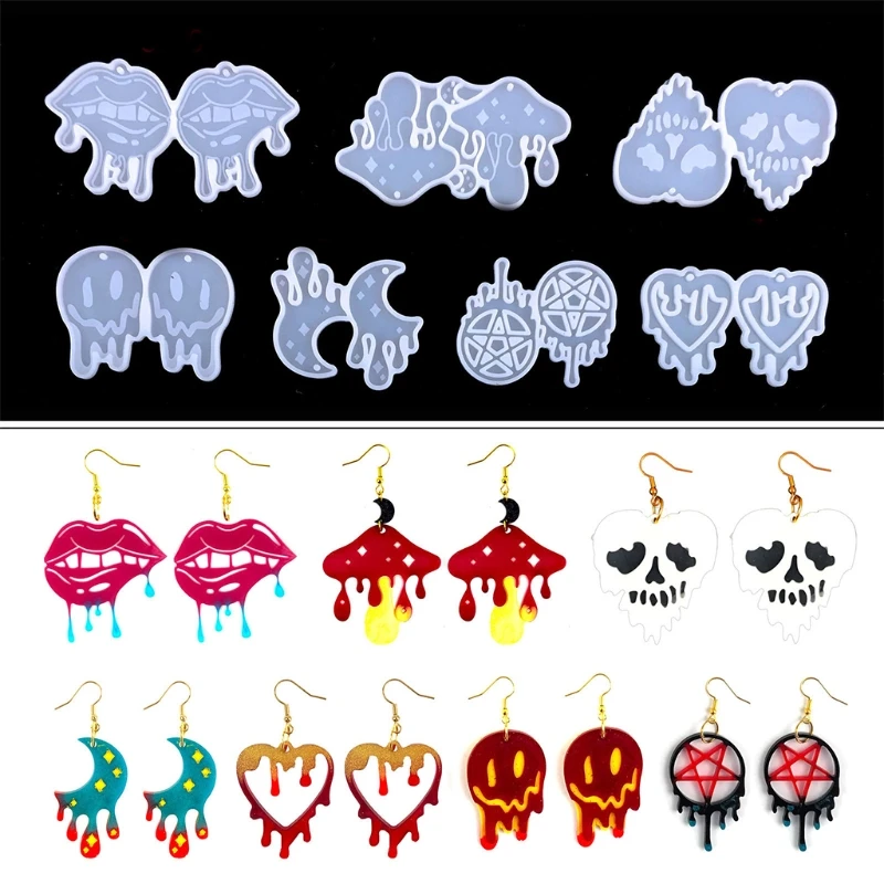 Resin Earrings Mold Love Skull Silicone Mold Skull Earrings Valentine Jewelry Pendants Epoxy Resin Mold DIY Craft Jewelry Making