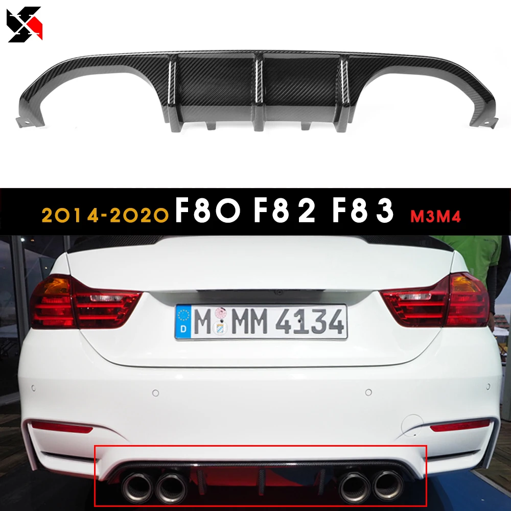 Dry Carbon Tech Rear Bumper Lip Diffuser For BMW F80 M3 F82 & F83 M4 Coupe Sedan Convertible Chin Lip 2015 - 2020 Gloss Finished