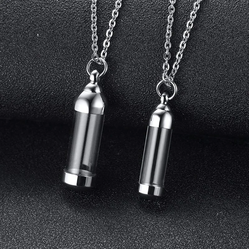 Vnox Can Open Hollow Tube Necklaces for Women Men Urn Ashes Cremation Memorial Pendants Stainless Steel Unisex Gifts Jewelry