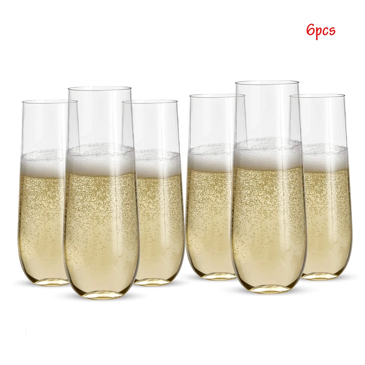 

9oz Clear Plastic Flute SET Unbreakable Toasting Shatterproof Drinking Cocktail Glasses Acrylic Drinkware Dishwasher Safe 6 Pcs