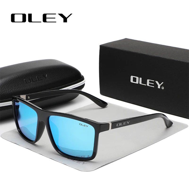 OLEY Men Polarized Sunglasses Brand Vintage Square Driving Movement Sun Glasses Driver Safety Protect UV400 Eyeglasses Y6625