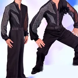 2021 Latin Dance Shirts Mens Ballroom Dancing Wear Adult Standard Tops Performance Competition Clothing Customize Clothes