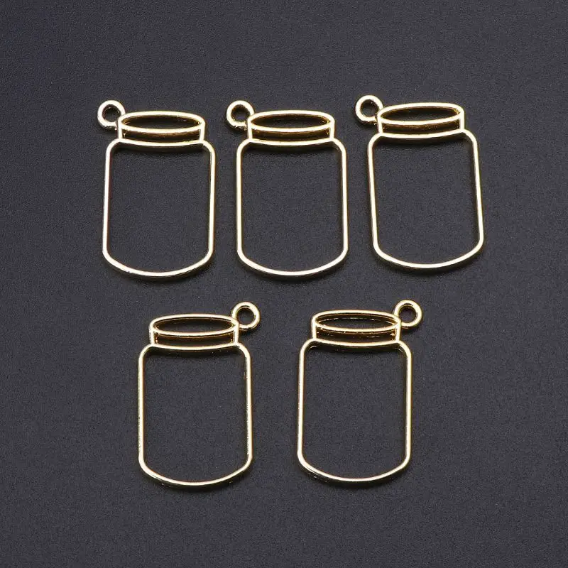 13 Style 5Pcs Floating Bottles Metal Frame Hollow Pendant BezelsDIY Epoxy Resin UV Crystal Silicone Molds Jewelry Pendant Making