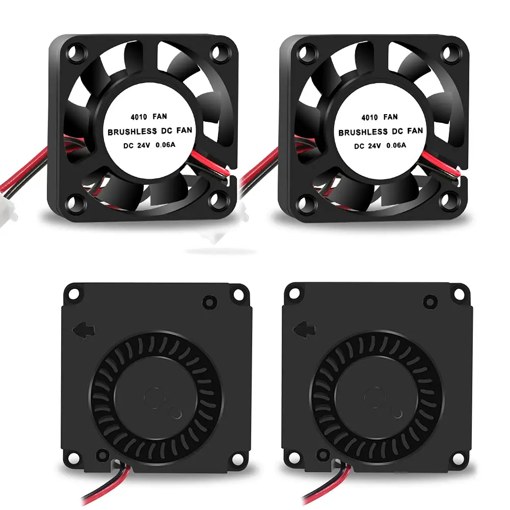 

2PCS 40x40x10mm 24V Creality Ender 3 4010 40mm Extruder Hot End Cooling Fan and 2PCS DC 24V Turbo Fan Blower Circle Fan