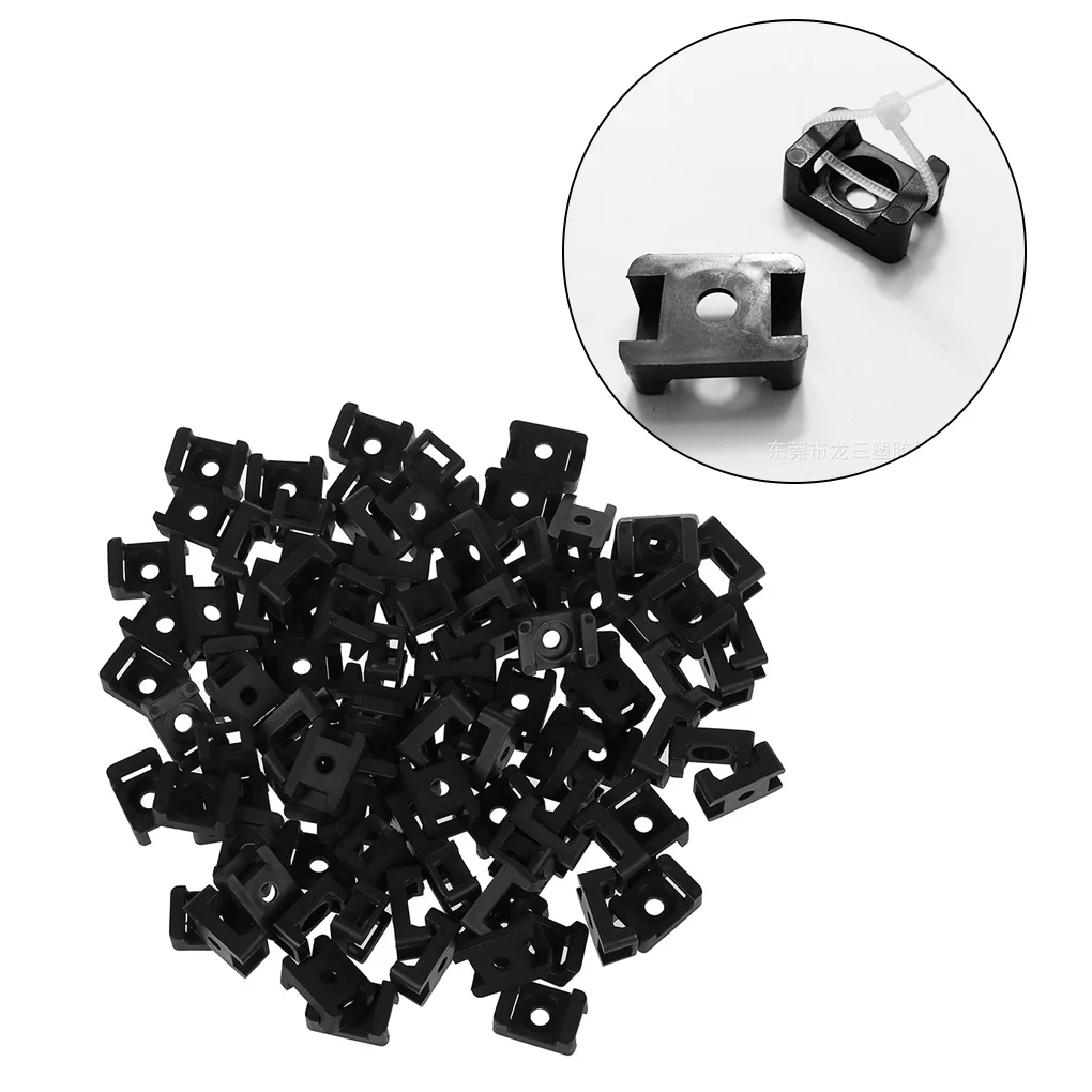 100pcs Cable Tie Mount Clips Saddle Type Wire Holder Bases Computer TV Cord Fixing Clamps Wire Fixing Base Accessory