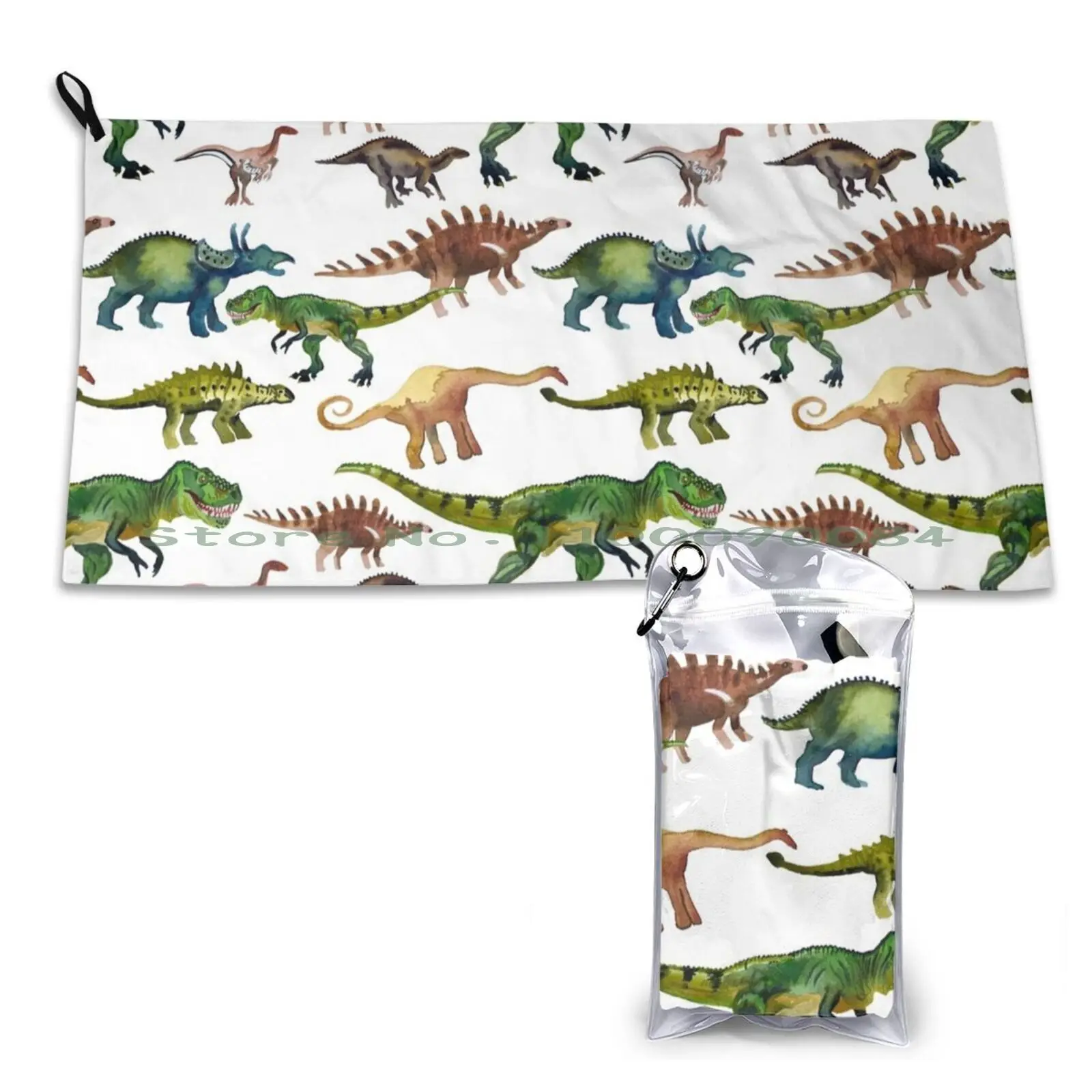 Dinosaur Parade Quick Dry Towel Gym Sports Bath Portable Kookylia Doodle Kooky Art Neon Flowers Hearts Colourful Stars Shapes