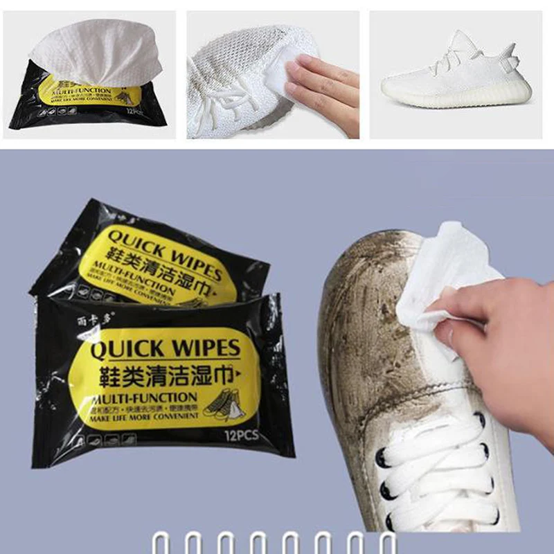 12Pcs Disposable Shoe Wipes Small White Shoe Artifact Cleaning Tools Care Shoes Useful Fast Scrubbing Quick Clean Wipes