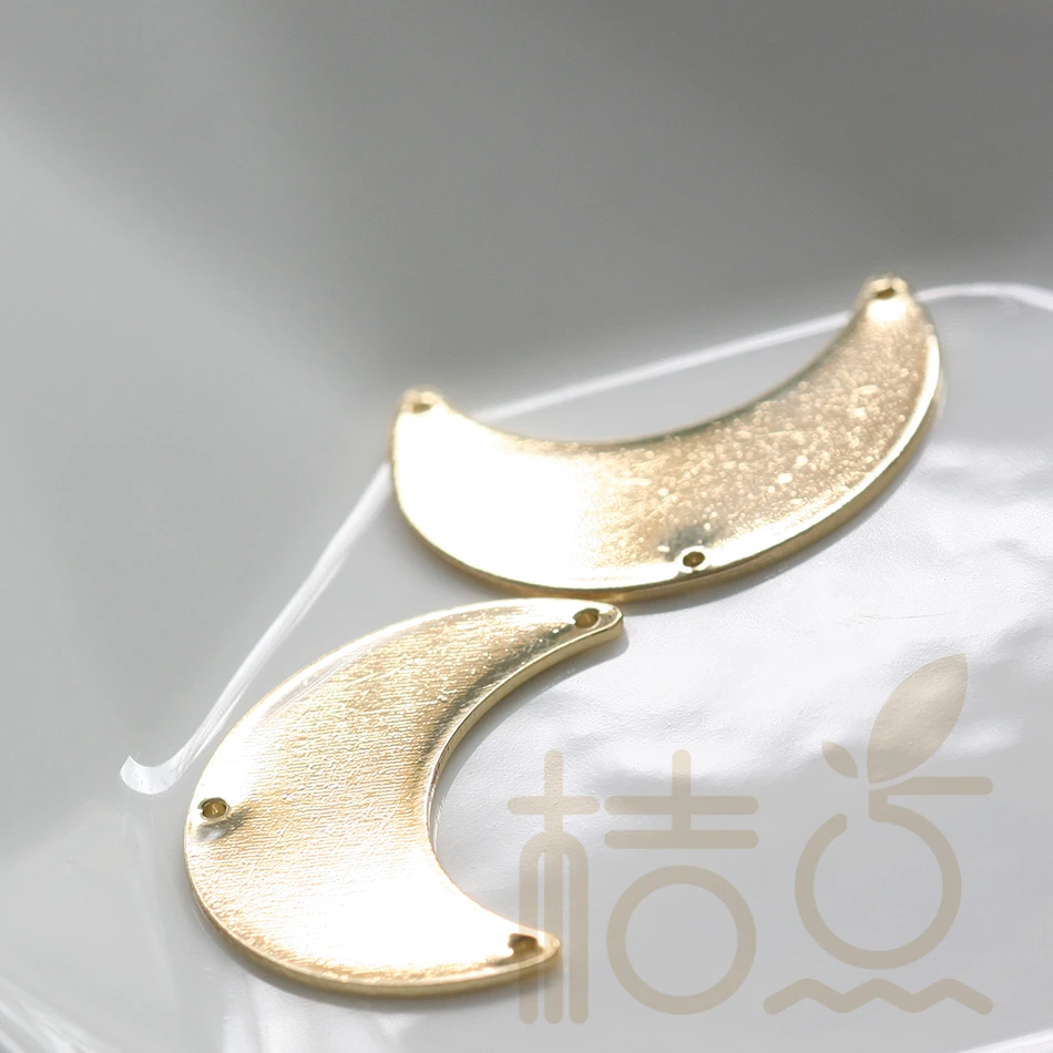 Solid Brass Moon Charm with 2 Holes - 28x20mm (4112C)