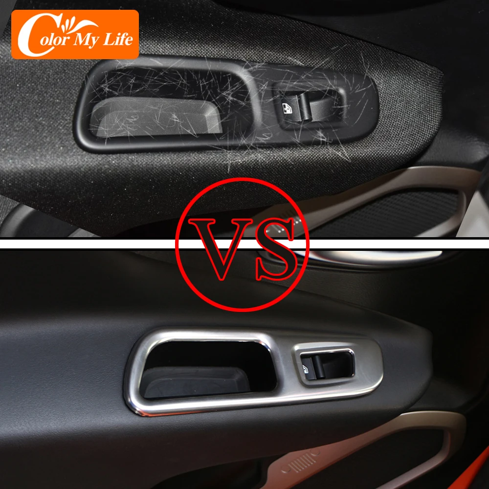 LHD For Jeep Renegade 2014 - 2023 Car Window Switch Armrest Cover Frame Panel Interior Door Arm Rest Handhold Trim