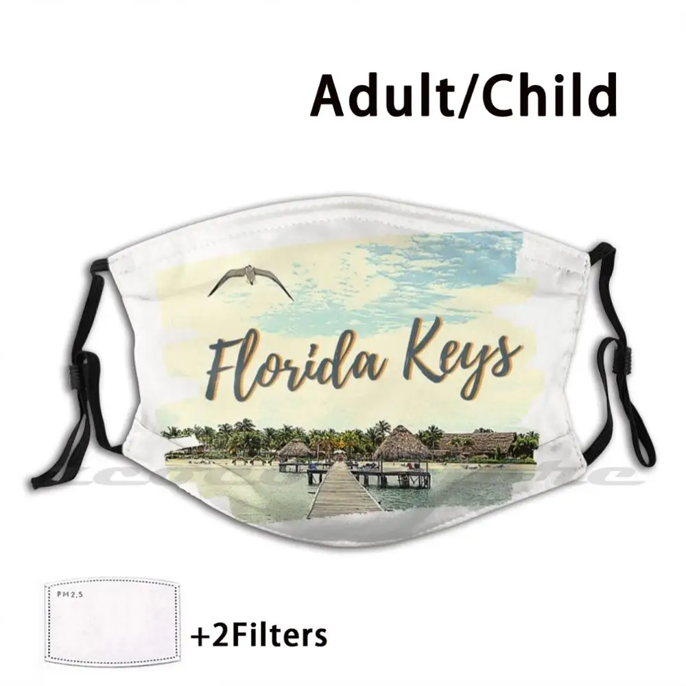 Florida Keys Water Washable Trending Customized Pm2.5 Filter Mask Fantasy Fest Dry Tortugas Key Key West Inter Coastal Waterway