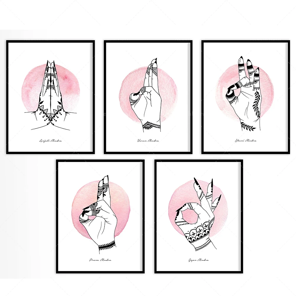 Yoga Mudras Henna Hands Art Print