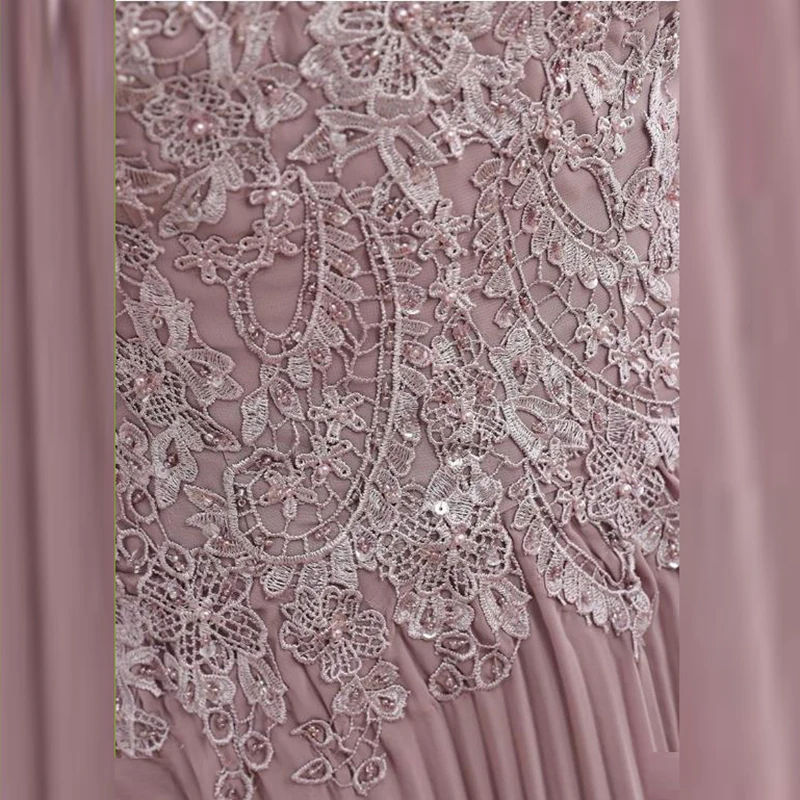 Dlassdress Store Charming Dusty Rose Lace อัญมณีคอชุดเจ้าสาวสามไตรมาสแขน Gowns งานแต่งงาน