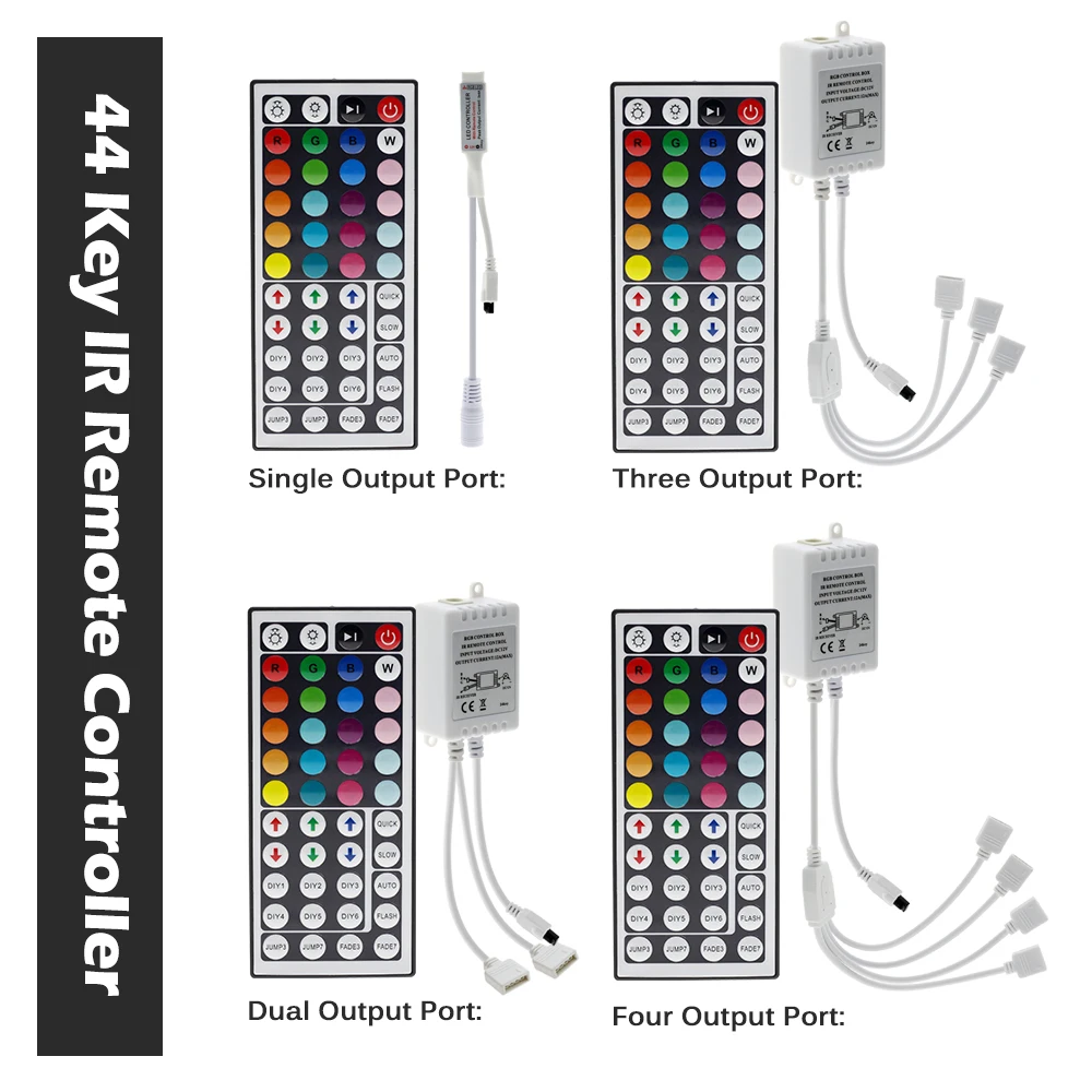 LED RGB Controller DC12V Mini 44/24 Key IR Remote Controller For 3528 5050 RGB LED Strip Lights