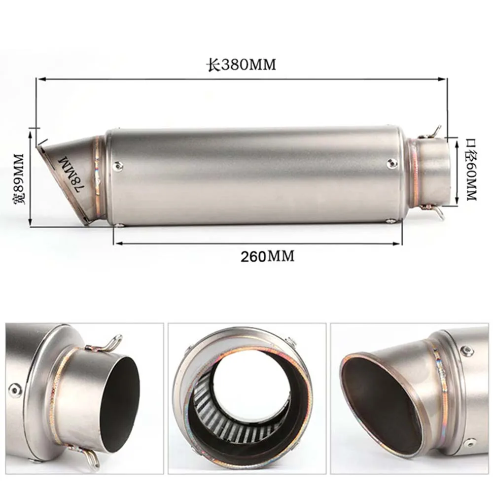 51mm 60mm Universal Motorcycle GP Escape Motorcross Scooter Exhaust Pipe Muffler For FZ6 Ninja CBR650F CB400 S1000R