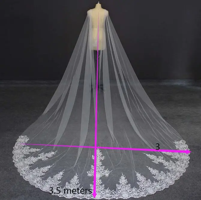 Real Foto Panjang Pernikahan Cape Kualitas Tinggi 3.5 Meter Bolero Wedding Putih Gading Bridal Cape Bolero untuk Gaun Pengantin