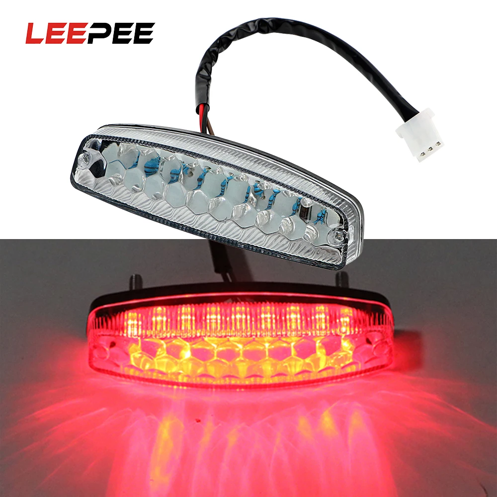 LEEPEE Moto Tail Brake Lights LED Rear Lights Cafe Racer Indicator Lamp Motorcycle Taillights 12V Lighting For ATV Quad Kart