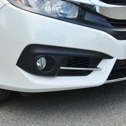 For Honda Civic Sedan 2016 2017 2018 10th Gen Front Fog Light Lamp Cover Eyebrow Eyelid Garnish Streamers Outer Foglight trim