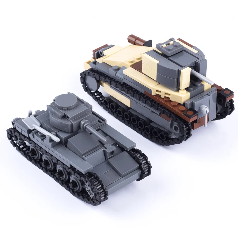 WW2 Japan Military Tank Building Blocks Soldier Figures Army Car Vehicle Cannon Weapons Accessories Bricks Children Toys Gifts