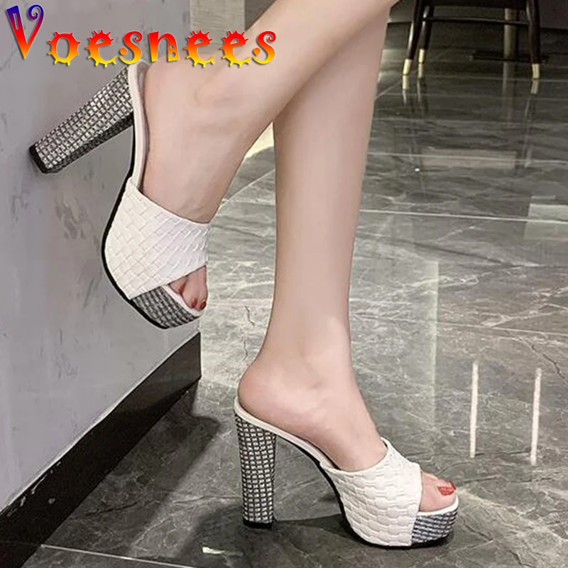 Women Shoes 2021 Summer New Slippers High-Heeled Fashion Waterproof Platform Sandals Female Thick Heel Peep Toe Non-Slip Slides