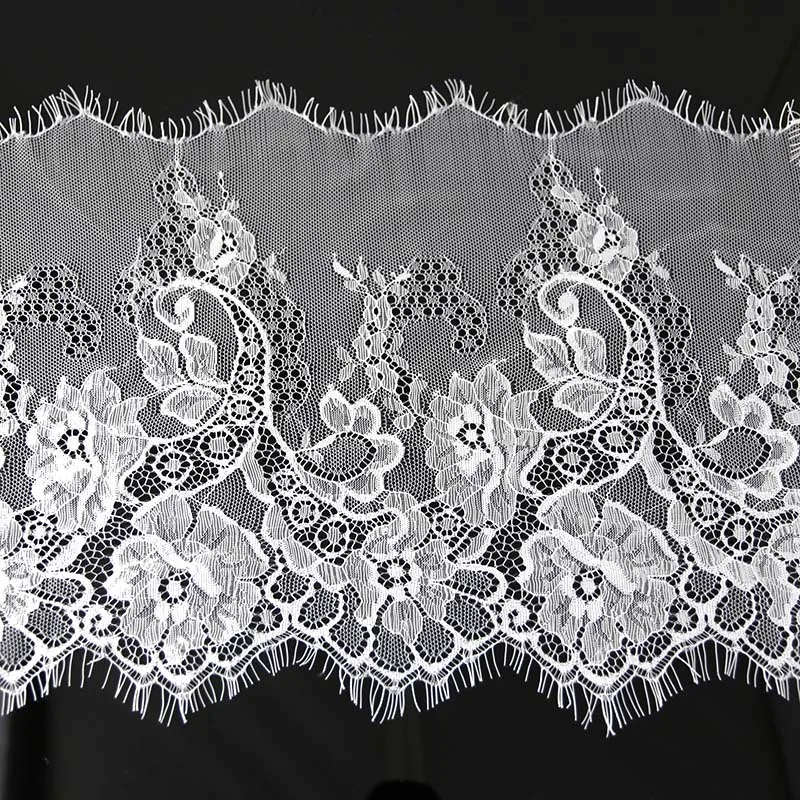 (3meters) 28cm Width Fashion High Quality Handmade DIY Black White Eyelash Lace Trimming fabric