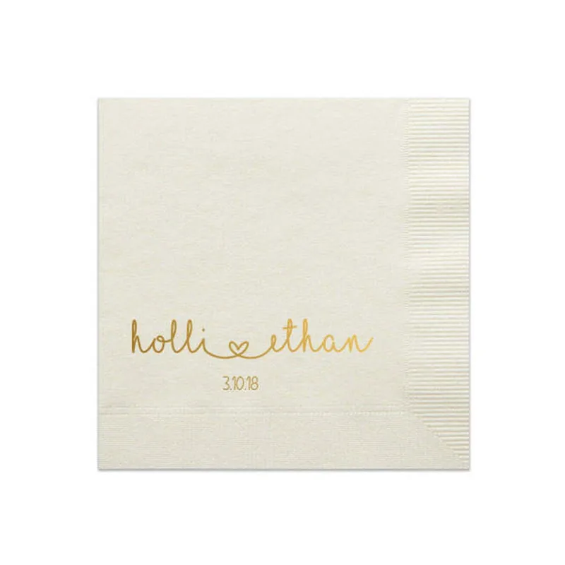 Personalized Heart Connected Monogram Wedding Bar Napkins Reception LOTS of COLORS Avail! Bachelorette party Baptism Christening