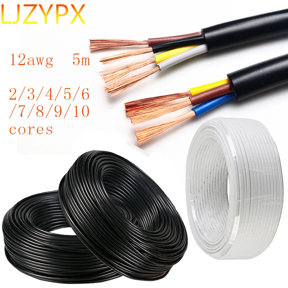 5m/Lot Electric Sheath Copper Wire 12Awg Flexible Standard 4mm2 Multi Core For Home Lighting Power For Household Appliance Cable