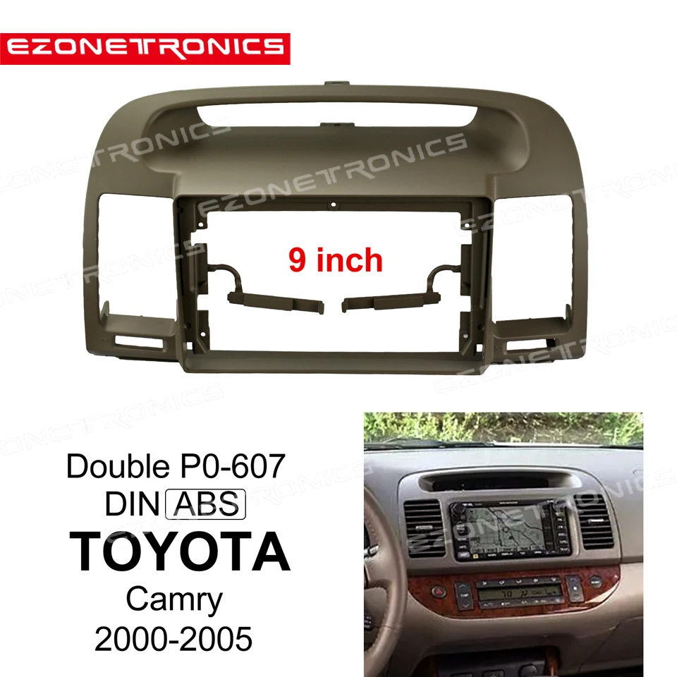 

2Din Car DVD Frame Audio Fitting Adaptor Dash Trim Kits Facia Panel 9" For Toyota Camry 2000-2005 Double Din Radio Player