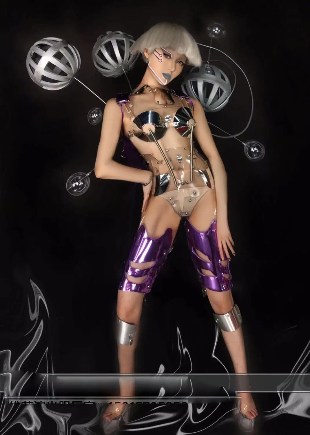 Bar dj female singer dance gogo sexy transparent space suit nightclub future technology show costume dropshiping