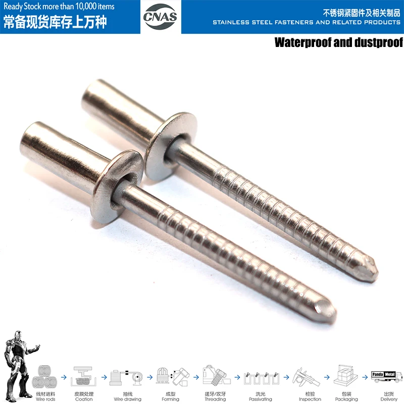 304 stainless steel blind head oval head rivet GB12615 all steel 304 + 420 round head pull rivet specification M3.2