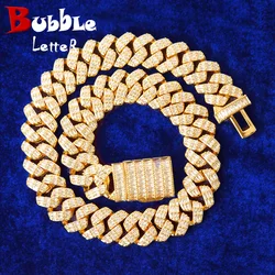 Bubble Letter Cuban Link Chain Men Necklace Real Gold Plated Baguette Hip Hop Jewelry Christmas Gift