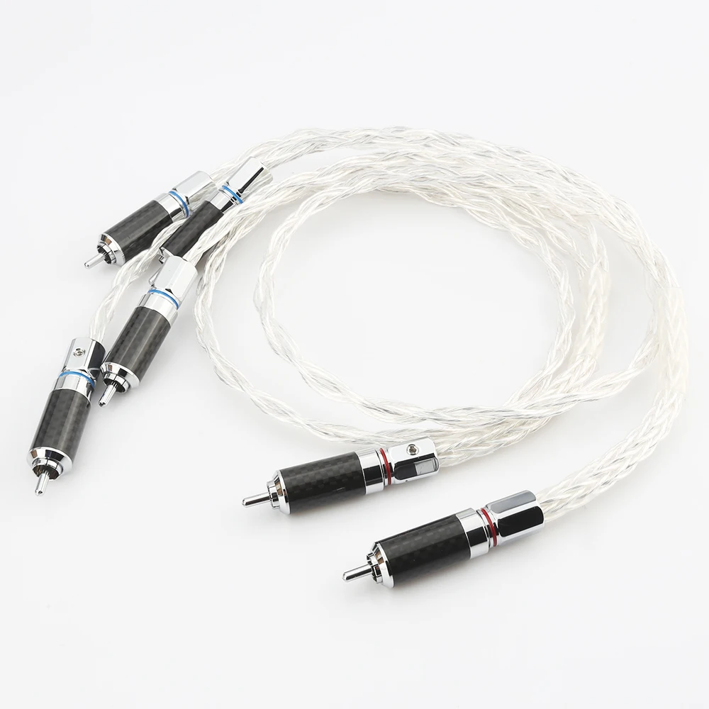 1 peça Audiocrast OCC 8AG cabo de áudio banhado a prata RCA para RCA interconexão divisor de cabo RCA para 2RCAs