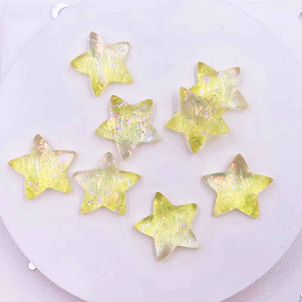 12pcs Resin Colorful Cute Shniy Glitter Bepowder Star Flatback Rhinestone Appliques DIY Wedding Scrapbook Figurines Craft OL32 image 3