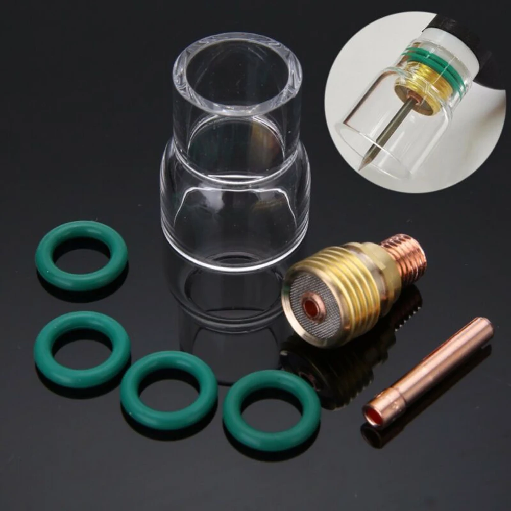 7Pcs Pyrex Glass Cup Kit Collets Body Gas Lens Tig Welding TorchFor WP-9/WP-20/WP-25 Kit Welding Accessories	O-rings